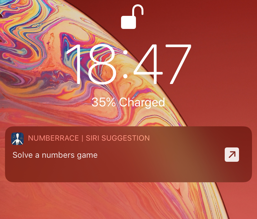 A Siri suggestion - Solve a numbers game - on a lock screen